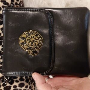 VERAS EYE CANDY BLACK CROSSBODY BAG CHAIN SLEEK LITTLE PURSE EYE CANDY ON FRONT